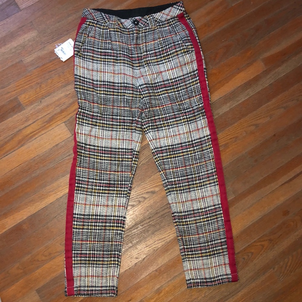 Free People Plaid printed trousers